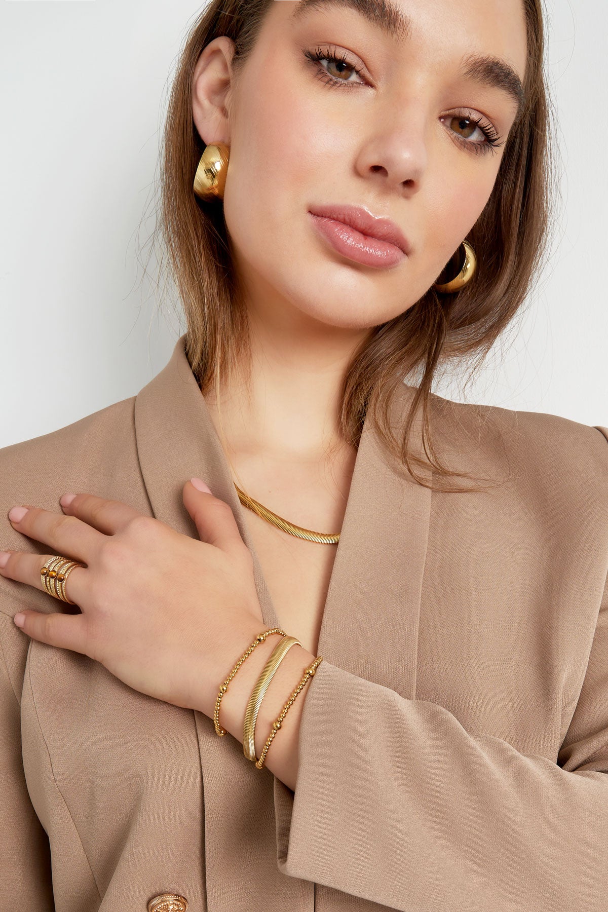 bracelet flat coarse - Gold color-6.0mm