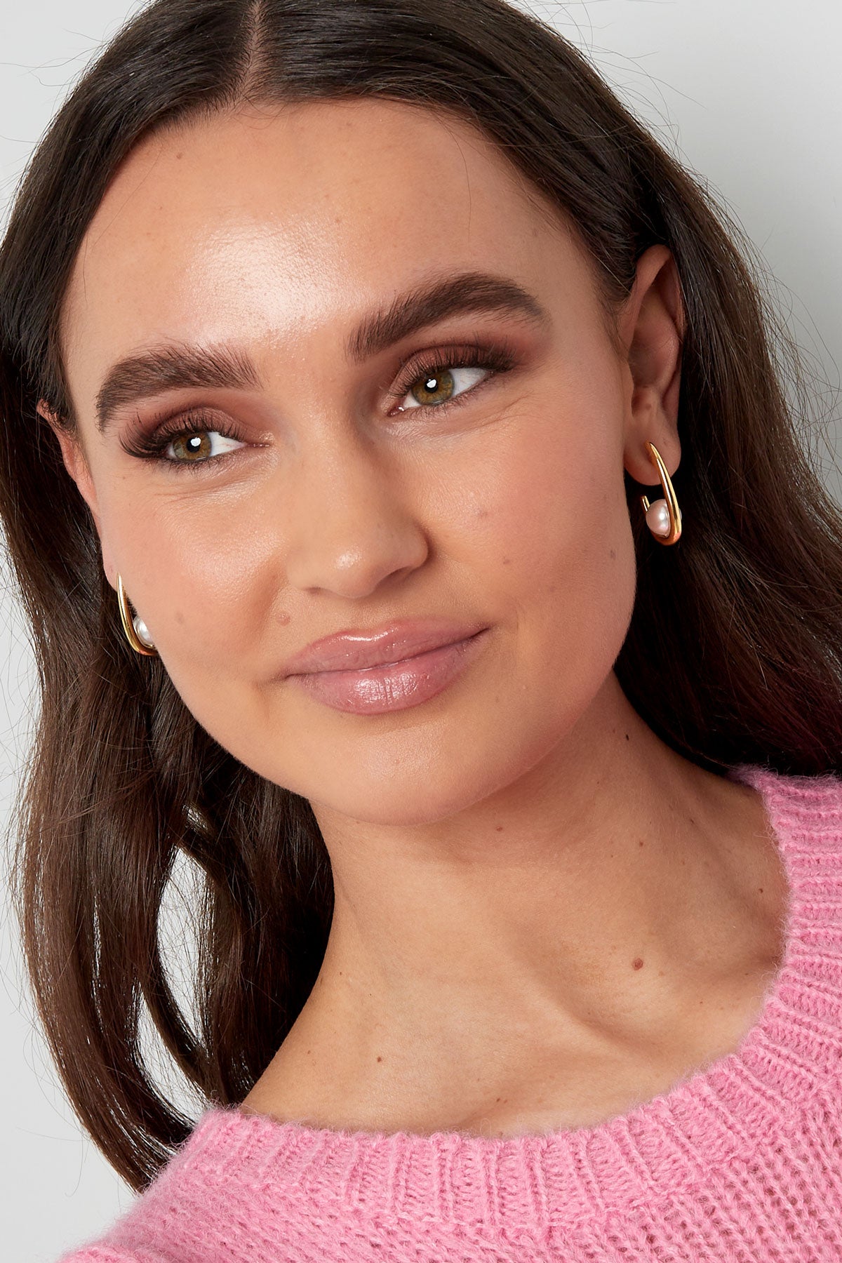 earrings half moon pearl