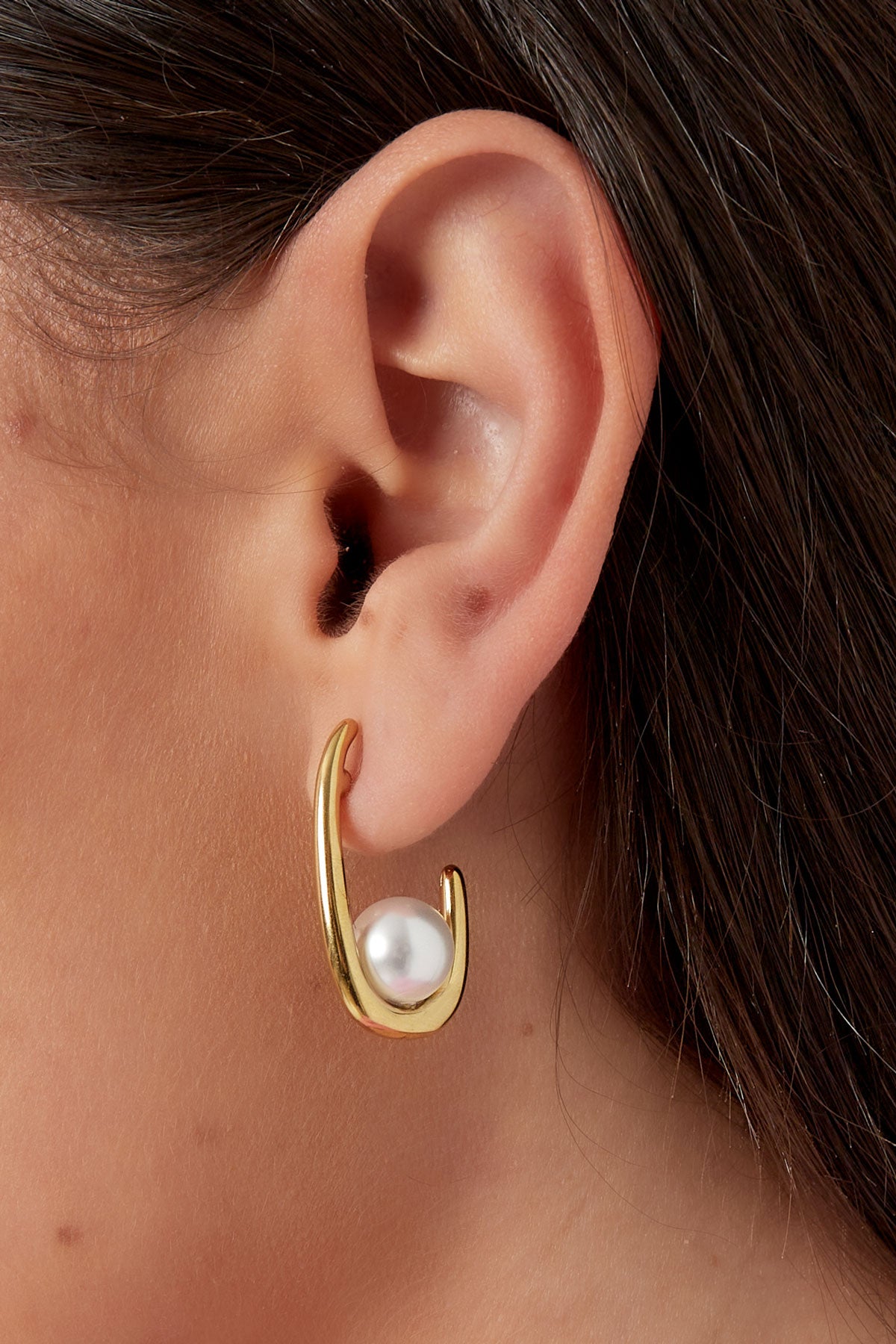 earrings half moon pearl