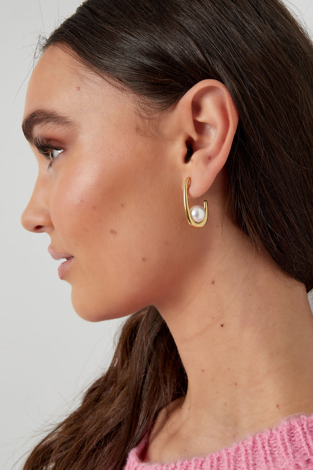 earrings half moon pearl