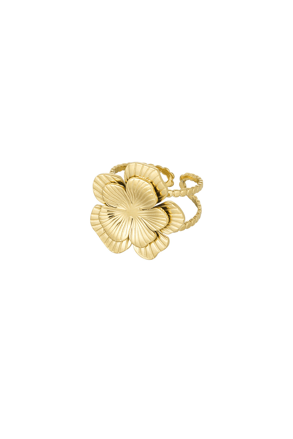 ring with adjustable large flower