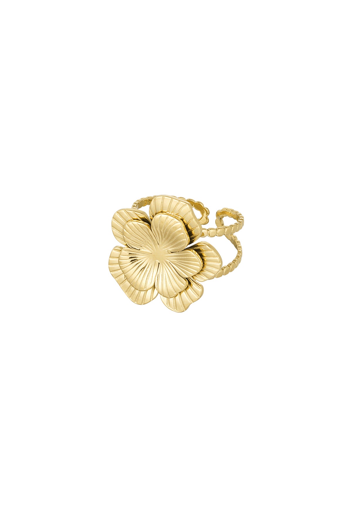 ring with adjustable large flower