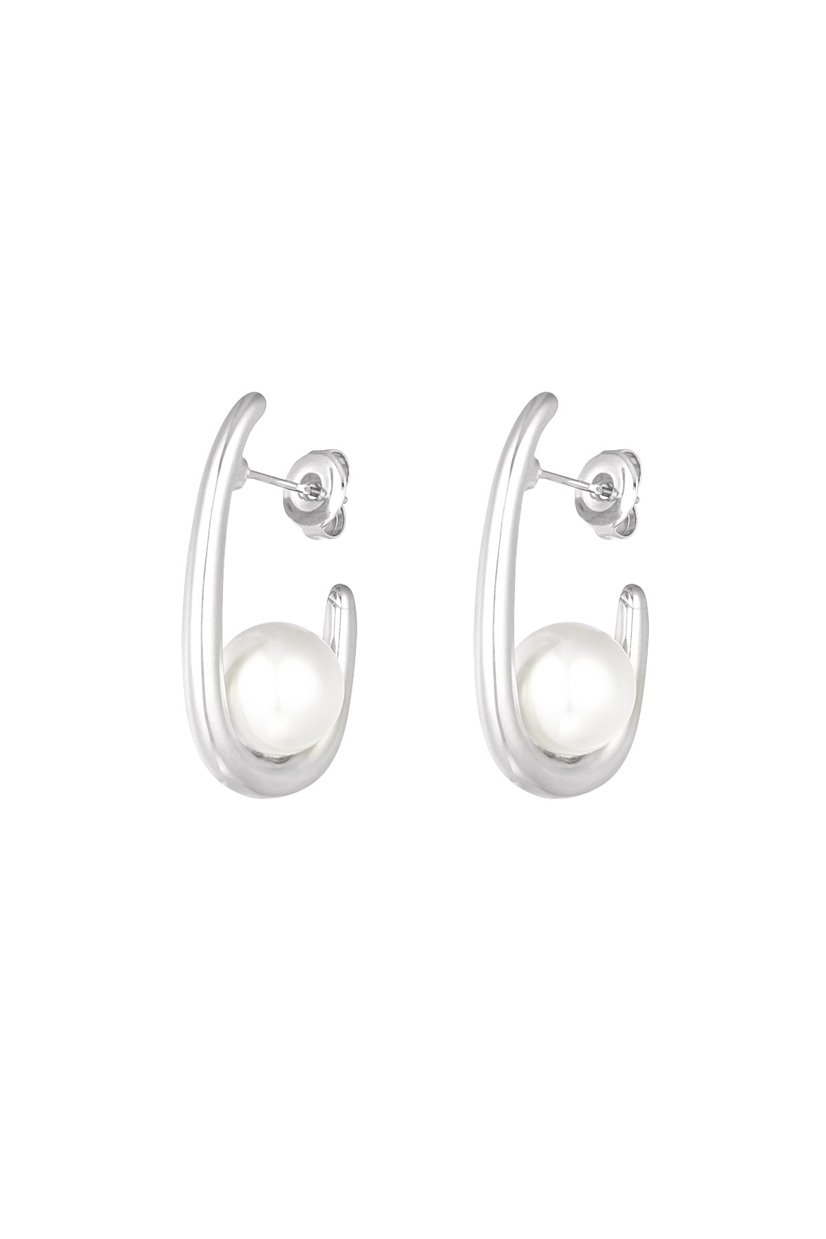 earrings half moon pearl