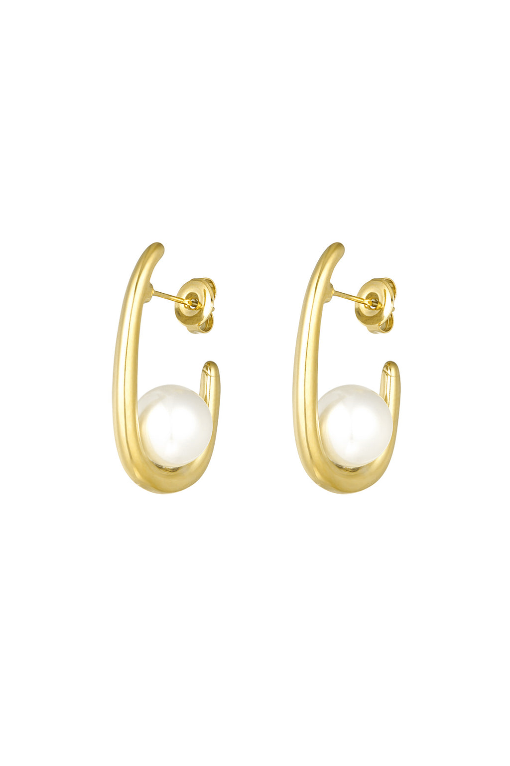 earrings half moon pearl