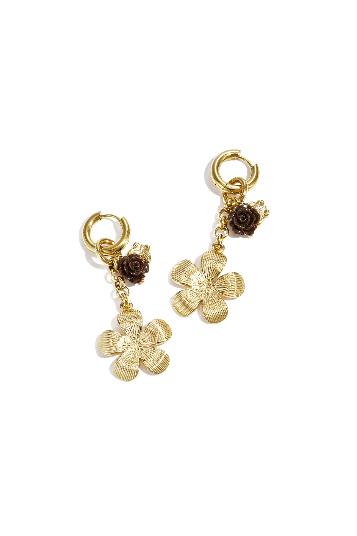 Stainless Steel Dangle Earrings Flower Casual Daily Simple Series Women's jewelry