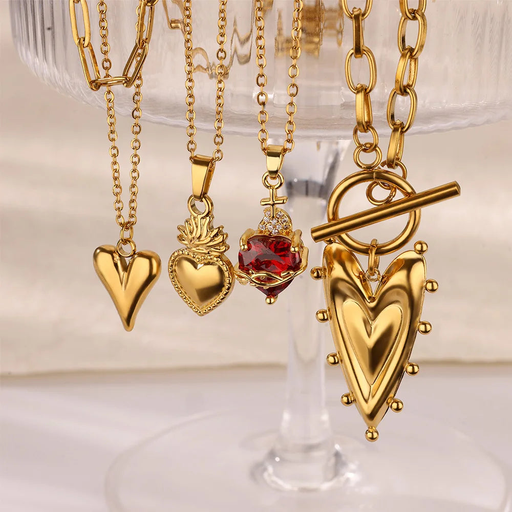 Punk Heart Pendant Necklaces