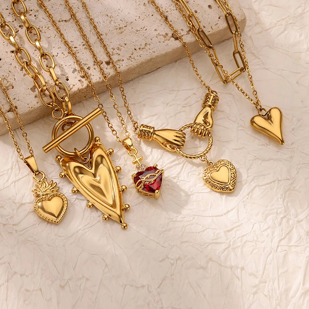 Punk Heart Pendant Necklaces
