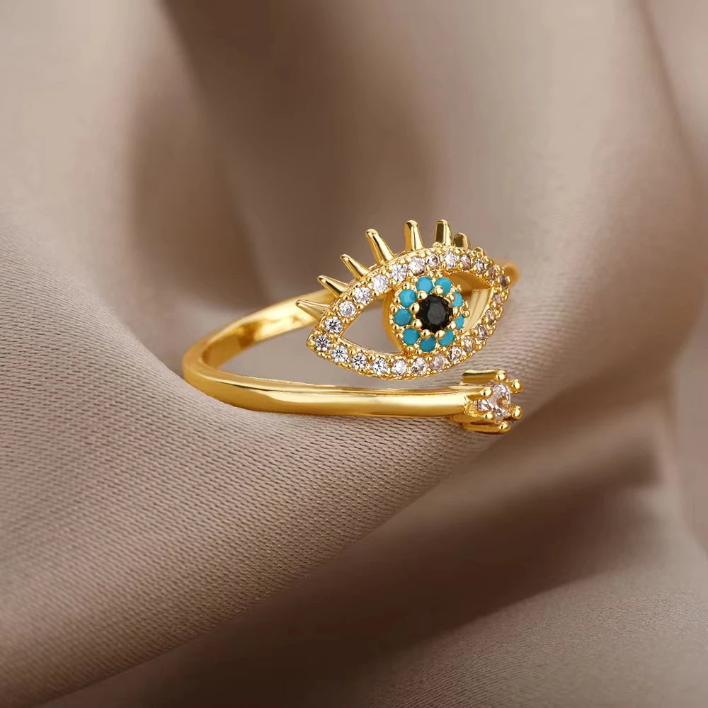 Geometric Luxury Evil Eye Adjustable Rings